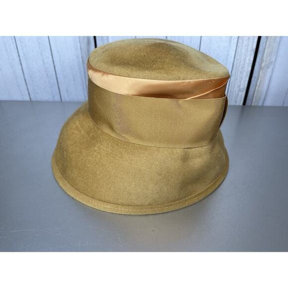 Vintage Luxor Mustard Gold 1970s Bucket 100% Wool Hat Union Label - Picture 2 of 7